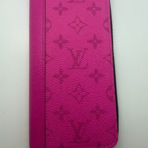 Louis Vuitton Fuchsia Monogram Taigarama Zip Vertical Long Wallet